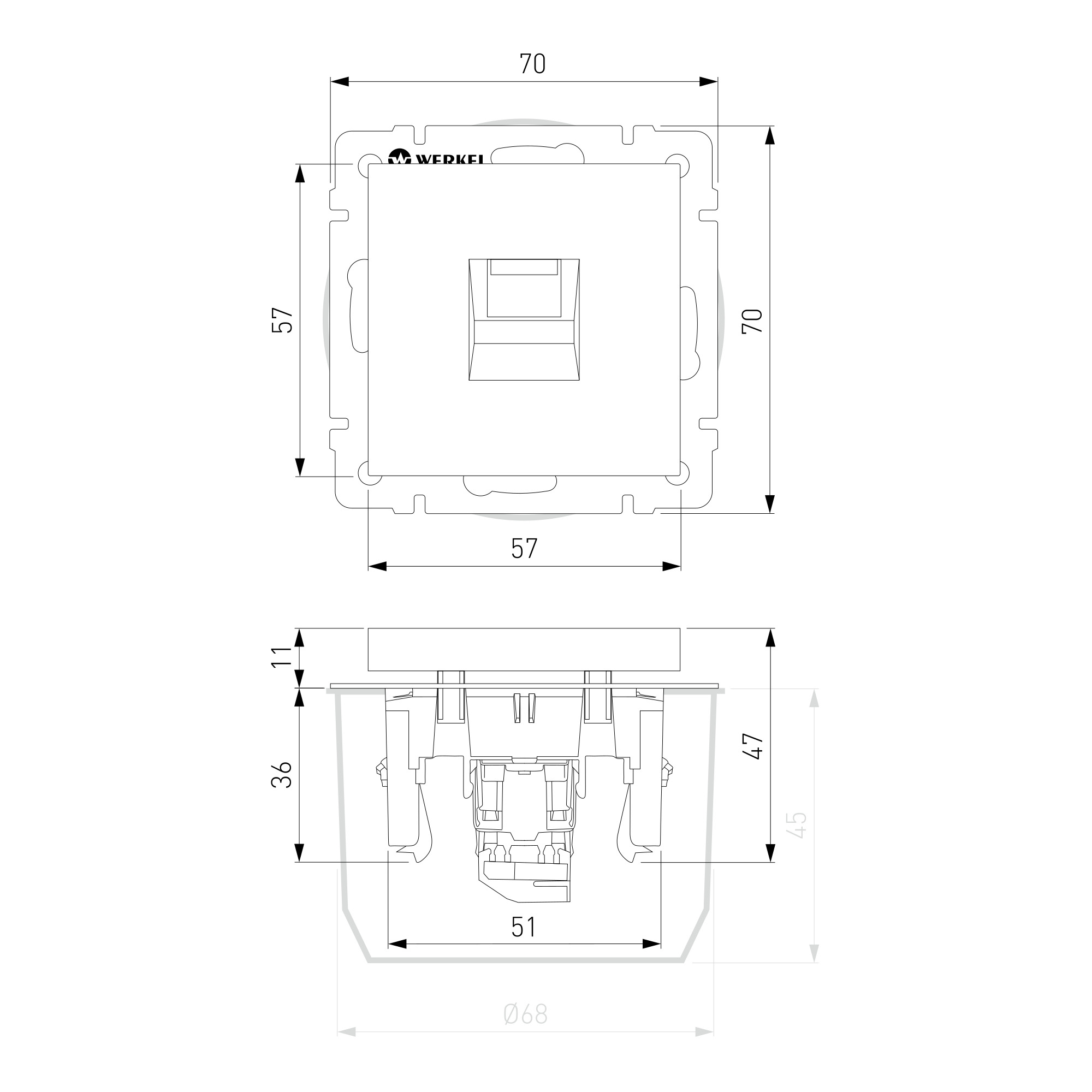 Розетка Ethernet RJ-45 (айвори акрил) W1181043
