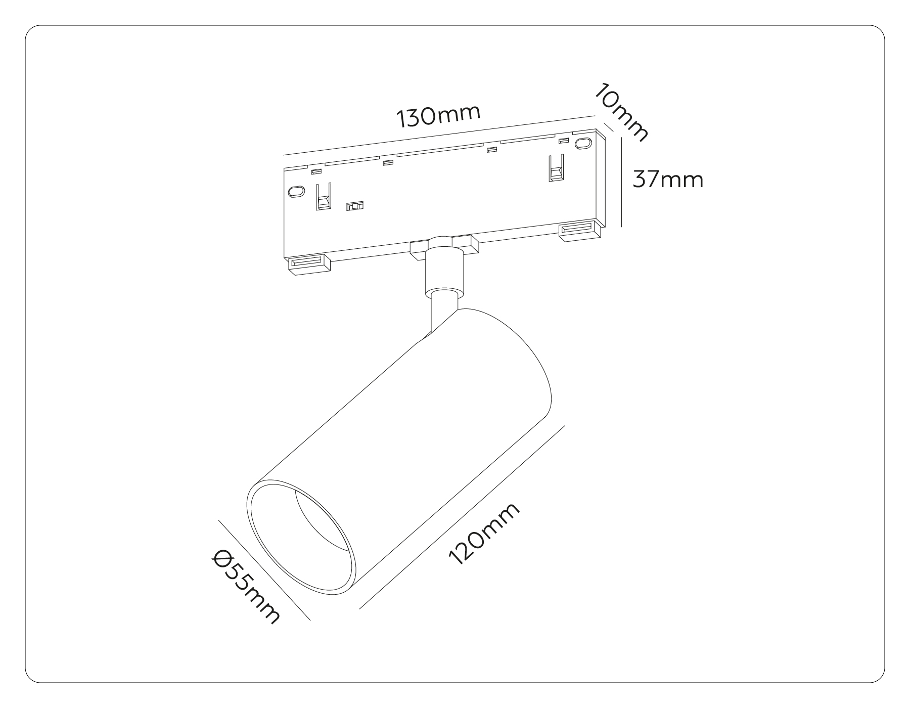 GL2310 BK черный IP20 18W 3CCT 3000/4200/6400K 48V D55*120