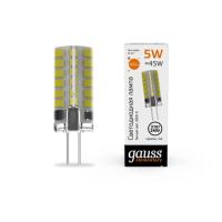 18015 Лампа Gauss Elementary G4 AC210-240V 5W 400lm 3000K силикон LED 1/20/200