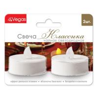 Светодиодная фигура Vegas Свеча Классика (2 шт) CR2032 янтарный с мерцанием 55047