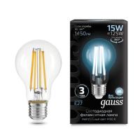 102902215 Лампа Gauss Filament А60 15W 1450lm 4100К Е27 LED 1/10/40