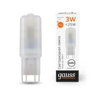 14913 Лампа Gauss Elementary G9 AC220-240V 3W 240lm 3000K пластик LED 1/10/200