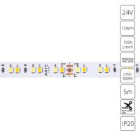 A2414010-01-mix Светодиодная лента 24В 12Вт/м 1000Лм/м 2700К+6000К 90+ 10мм SMD2835 140шт/м 5м IP20