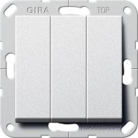 Выключатель трехклавишный Gira System 55 10A 250V британский стандарт алюминий 283026