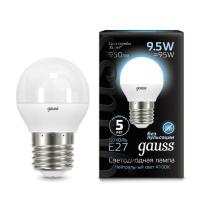 105102210 Лампа Gauss LED Шар E27 9.5W 950lm 4100K 1/10/50