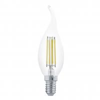 Лампа светодиодная филаментная Eglo E14 4W 2700К прозрачная 11497