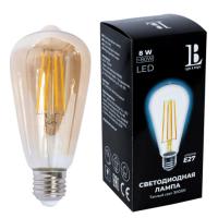 E27-8W-SТ64-3000K Лампа LED (Филамент) amber L&B