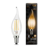 104801111 Лампа Gauss LED Filament Свеча на ветру E14 11W 720lm 2700K 1/10/50