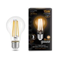 102902115 Лампа Gauss Filament А60 15W 1400lm 2700К Е27 LED 1/10/40