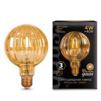 Лампа светодиодная филаментная Gauss E27 4W 2400K золотая 147802004