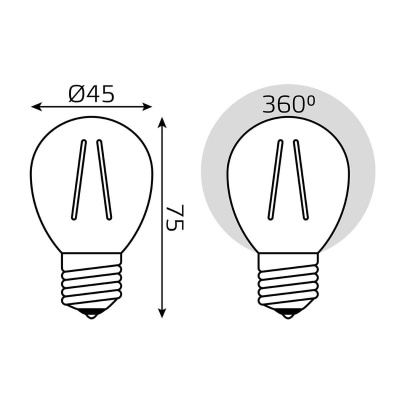Лампа светодиодная филаментная Gauss E27 4,5W 4100К прозрачная 1051215