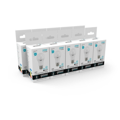 23229 Лампа Gauss LED Elementary A60 20W E27 1600lm 4100K 1/10/50