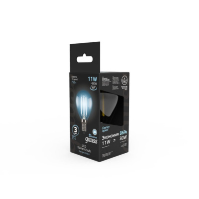 105801211 Лампа Gauss Filament Шар 11W 750lm 4100К Е14 LED 1/10/50