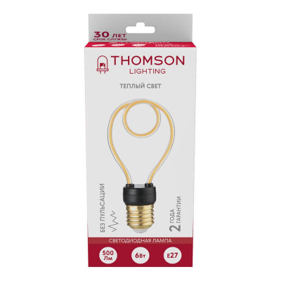 Лампа светодиодная филаментная Thomson E27 6W 2700K трубчатая прозрачная TH-B2383