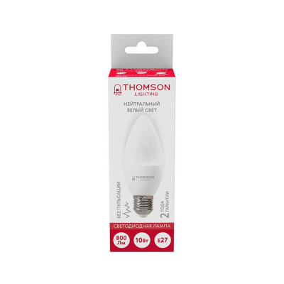 Лампа светодиодная Thomson E27 10W 4000K свеча матовая TH-B2024
