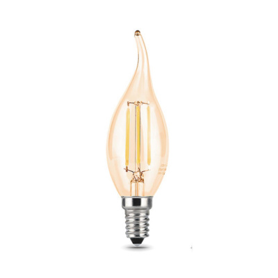104801005 Лампа Gauss LED Filament Свеча на ветру E14 5W 400lm 2700K Golden 1/10/50
