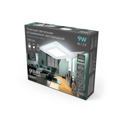 Встраиваемый светодиодный светильник Gauss Backlight BL123