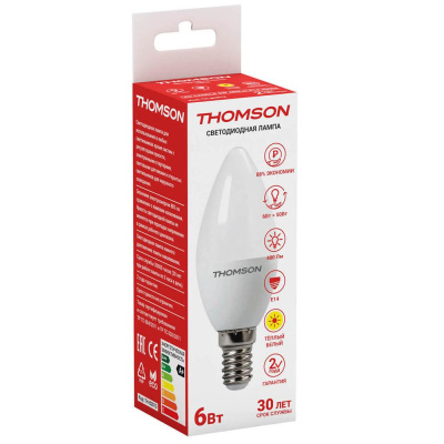 Лампа светодиодная Thomson E14 6W 3000K свеча матовая TH-B2013