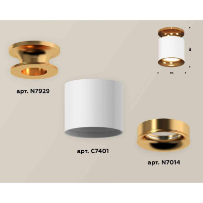 Комплект накладного светильника Ambrella light Techno Spot XS7401122 SWH/PYG белый песок/золото желтое полированное (N7929, C7401, N7014)