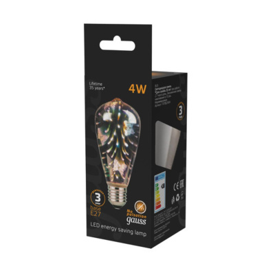 147802404 Лампа Gauss Filament ST64 4W Е27 Butterfly-3D LED 1/10/40