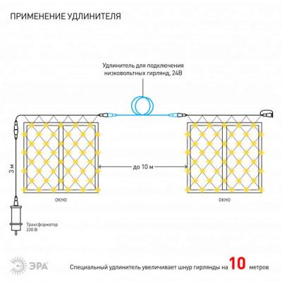 Светодиодная гирлянда ЭРА сеть 24V теплый белый ENOS-01B Б0041909