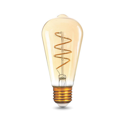 157802006 Лампа Gauss Filament ST64 6W 360lm 2400К Е27 golden flexible LED 1/10/40