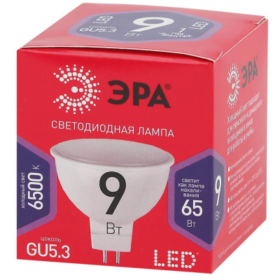 Лампа светодиодная ЭРА GU5.3 9W 6500K матовая MR16-9W-865-GU5.3 R Б0045353