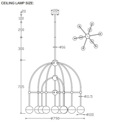 Подвесная люстра Crystal Lux Truena SP-PL6+3+1 Bronze