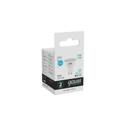 13627 Лампа Gauss LED Elementary MR16 GU10 7W 550lm 4100К 1/10/100