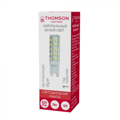 Лампа светодиодная Thomson G9 7W 4000K прозрачная TH-B4242