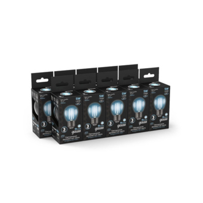105802205 Лампа Gauss LED Filament Шар E27 5W 450lm 4100K 1/10/50