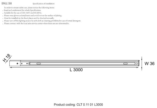 Шинопровод однофазный с питанием и заглушкой Crystal Lux CLT 0.11 01 L3000 BL