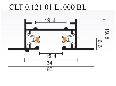 Шинопровод встраиваемый однофазный Crystal Lux CLT 0.121 01 L1000 BL