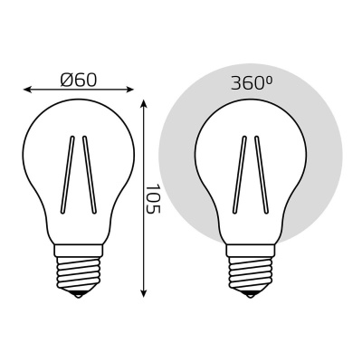 Лампа светодиодная филаментная Gauss E27 8W 4100К прозрачная 102802208
