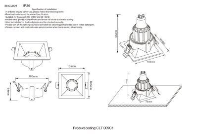 Встраиваемый светильник Crystal Lux CLT 009C1 WH