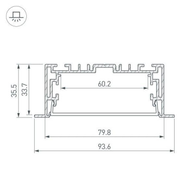 Профиль с рассеивателем Arlight S2-LINIA94-F-2500 Anod+Opal 021178(1)