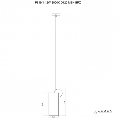 Подвесной светодиодный светильник iLedex Play P819/1-12W-3000K-D120 MBK-BRZ