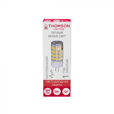 Лампа светодиодная Thomson G4 5W 3000K прозрачная TH-B4228