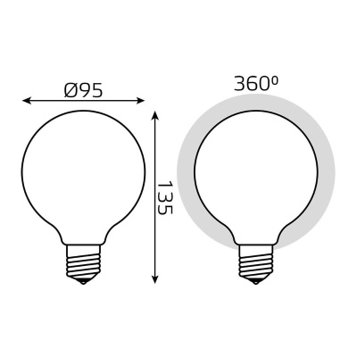 Лампа светодиодная филаментная диммируемая Gauss E27 10W 3000К матовая 189202110-D