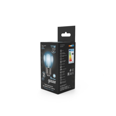 105802211 Лампа Gauss Filament Шар 11W 830lm 4100К Е27 LED 1/10/50