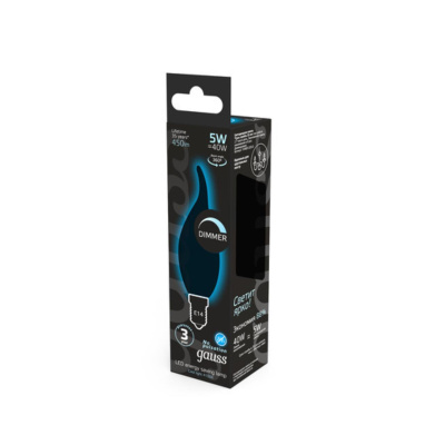 104801205-D Лампа Gauss Filament Свеча на ветру 5W 450lm 4100К Е14 диммируемая LED 1/10/50