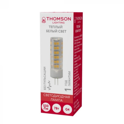 Лампа светодиодная Thomson G4 7W 3000K прозрачная TH-B4232