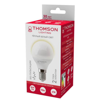 Лампа светодиодная Thomson E14 10W 3000K шар матовая TH-B2035