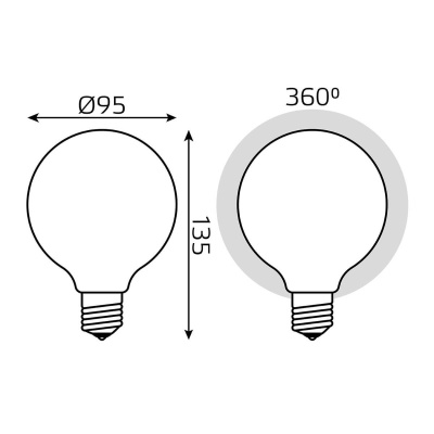 Лампа светодиодная филаментная Gauss E27 10W 4100К матовая 189202210