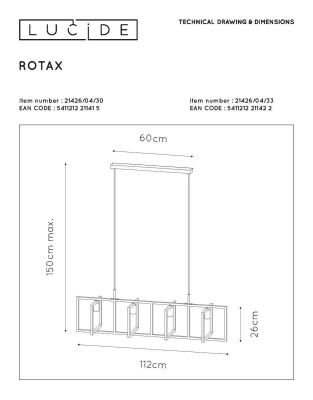 Подвесная люстра Lucide Rotax 21426/04/33