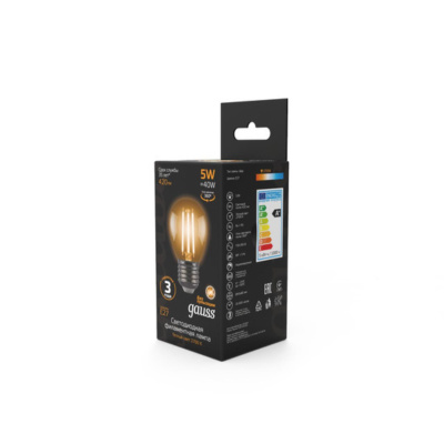 105802105 Лампа Gauss LED Filament Шар E27 5W 420lm 2700K 1/10/50