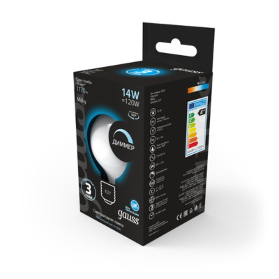 153202214-D Лампа Gauss Filament G200 14W 1170lm 4100К Е27 milky диммируемая LED 1/4