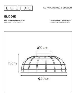 Потолочный светильник Lucide Elodie 45149/30/37