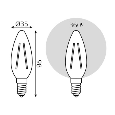 Лампа светодиодная филаментная Gauss E14 5W 2700К прозрачная 103801105