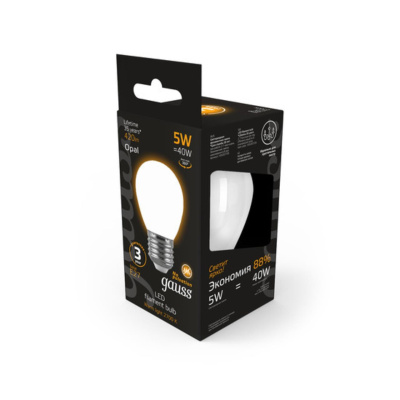 105202105 Лампа Gauss LED Filament Шар OPAL E27 5W 420lm 2700K 1/10/50